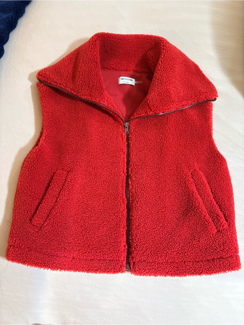 LNA Clothing Women’s Red Sherpa Vest - Cozy Zip-Up